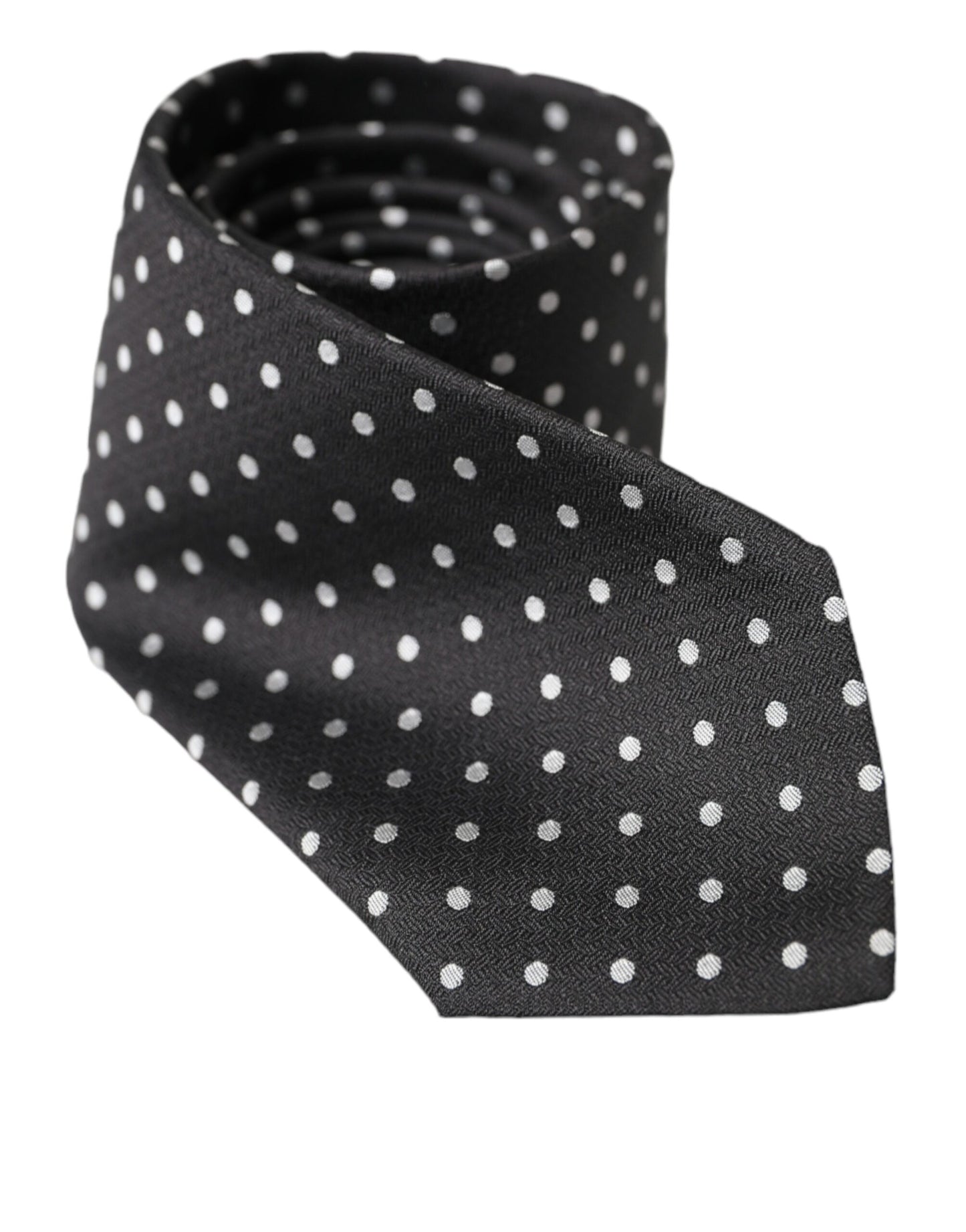 Black White Polka Dots 100% Silk Necktie Face Mask