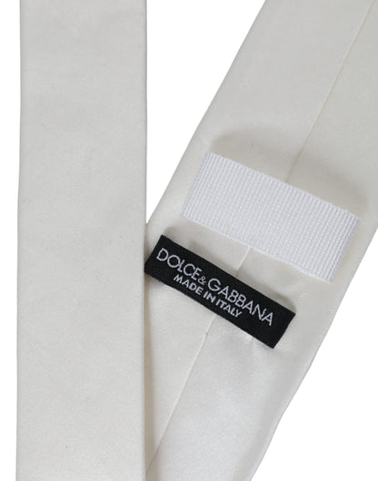 Corbata ajustable de mezcla de seda blanca para hombre