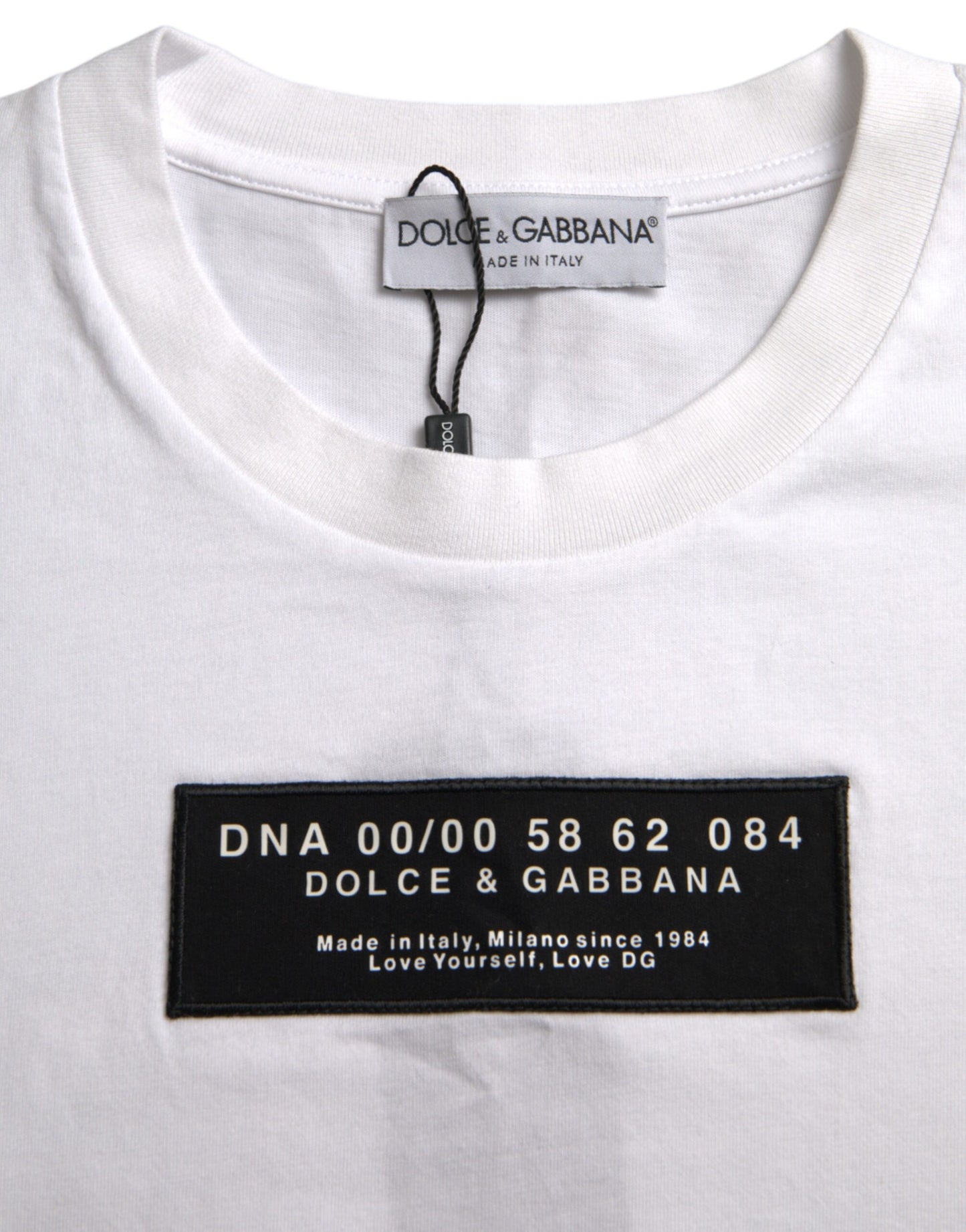 Camiseta informal de algodón blanco con apliques DG para hombre