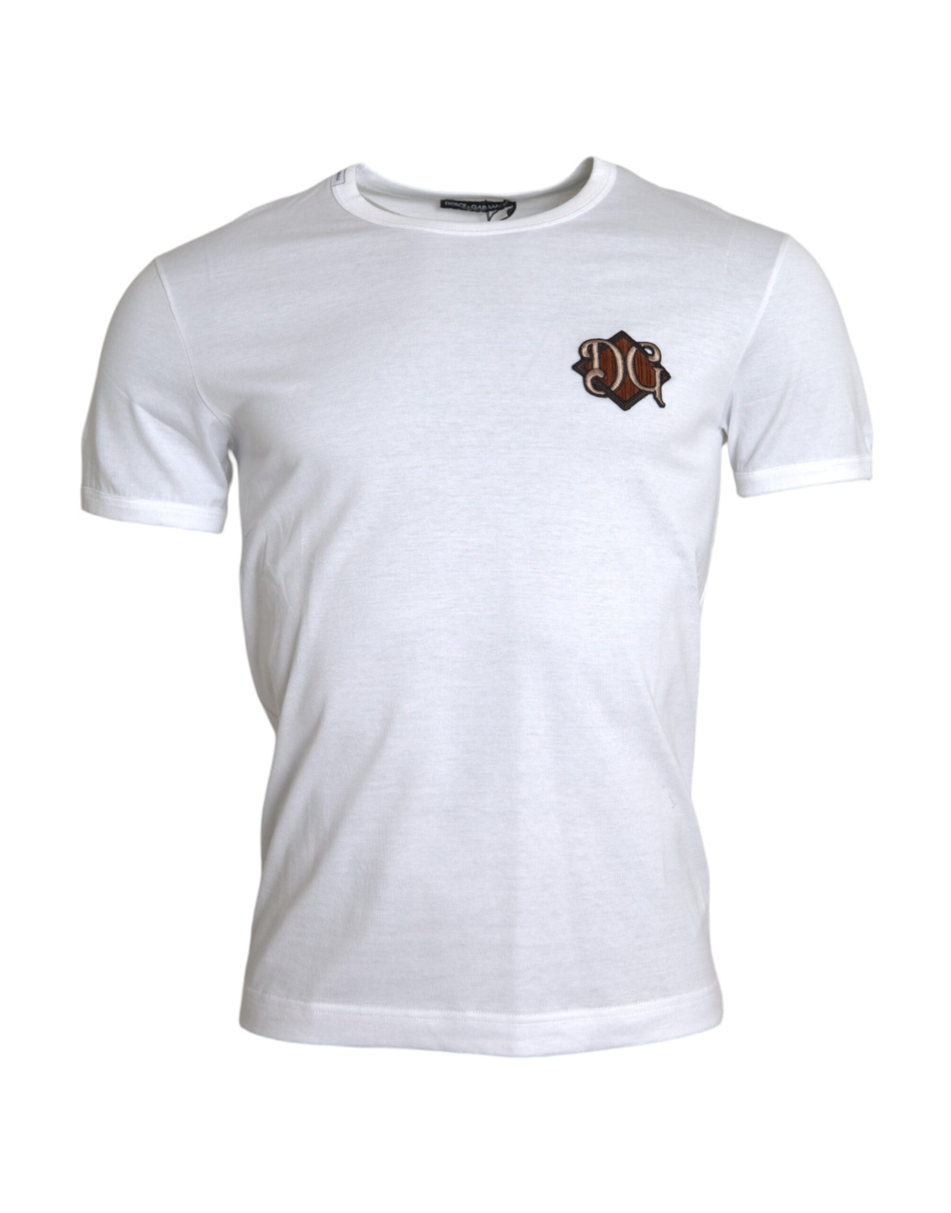 Camiseta de manga corta con bordado de logotipo blanco