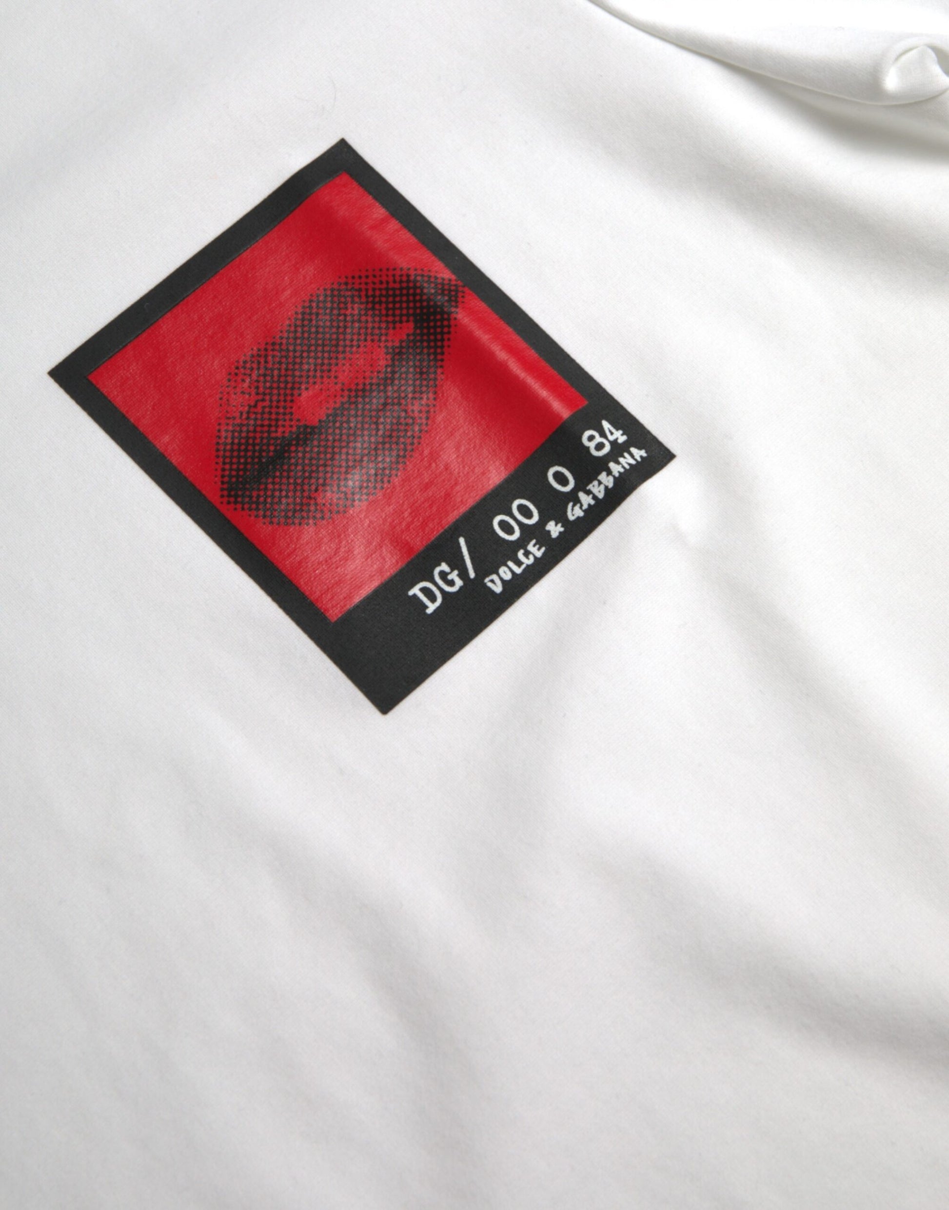 Camiseta de algodón para hombre con estampado de labios rojos y blancos