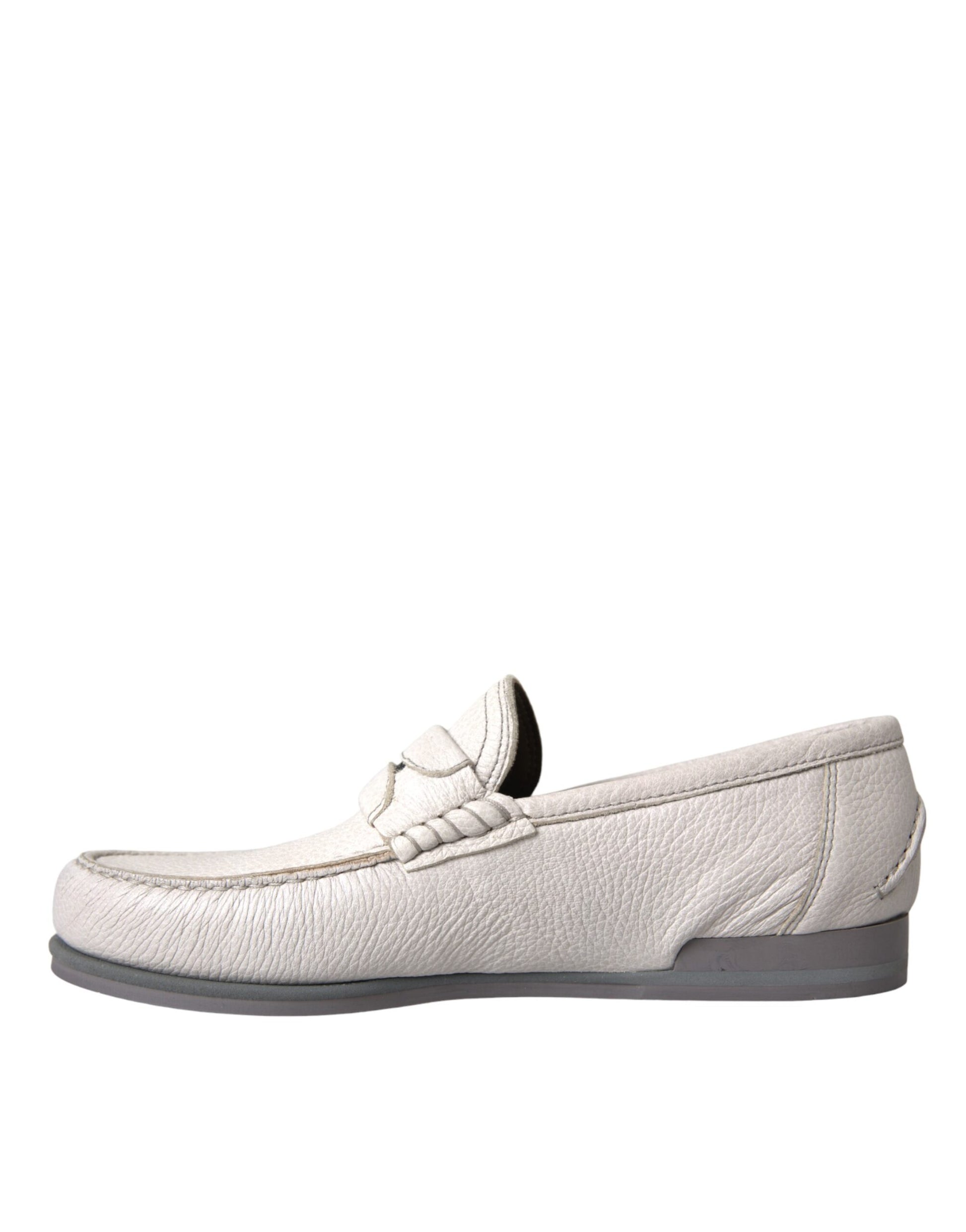 Blanco Gris Piel Slip Mocasín Zapatos Mocasín