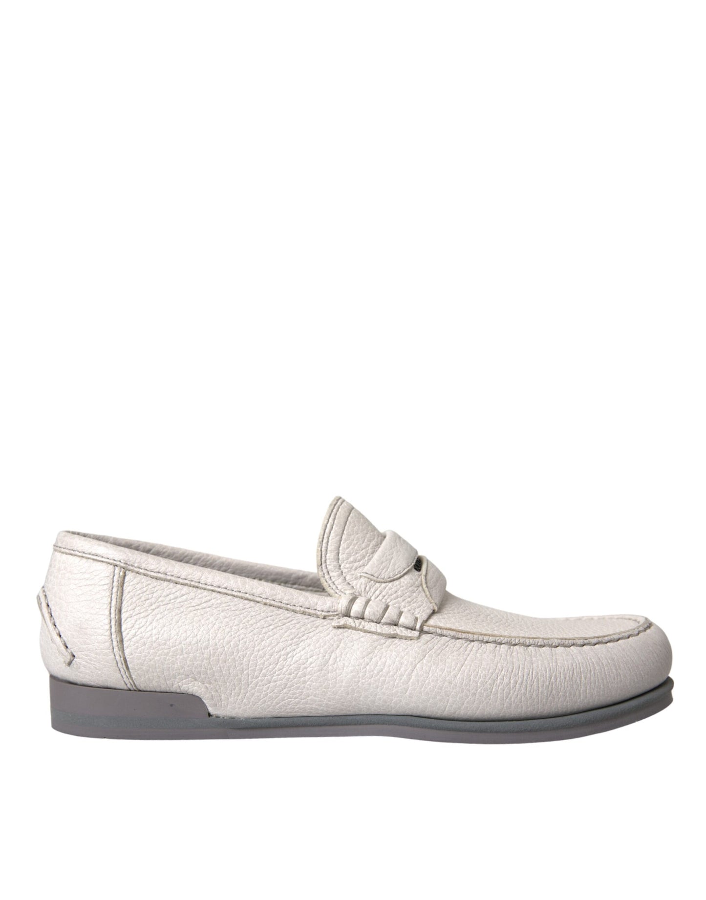 Blanco Gris Piel Slip Mocasín Zapatos Mocasín