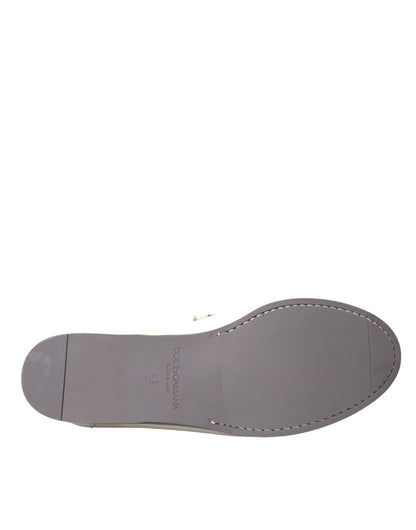 Blanco Gris Piel Slip Mocasín Zapatos Mocasín