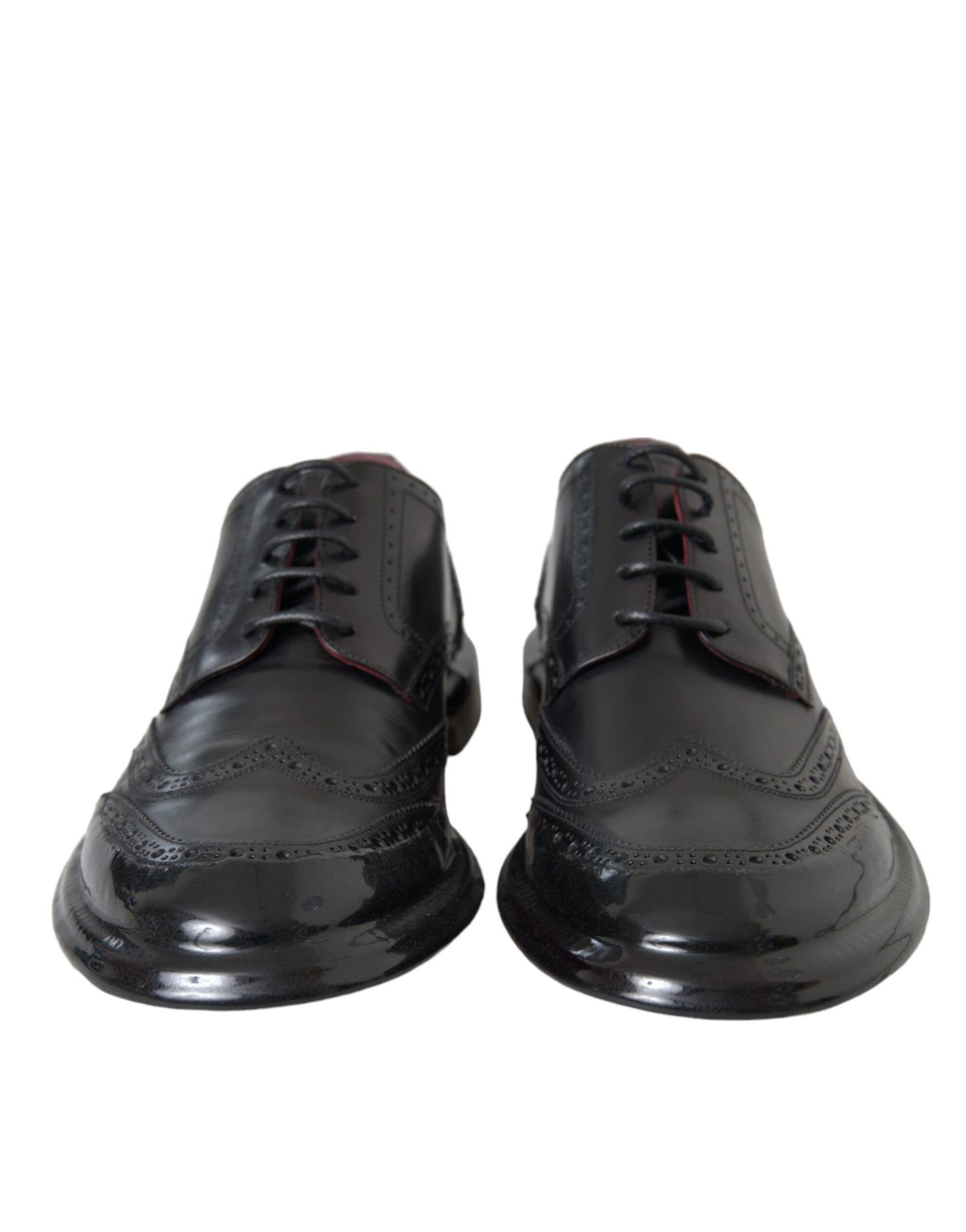 Zapatos formales Oxford de cuero negro con punta de ala para hombre