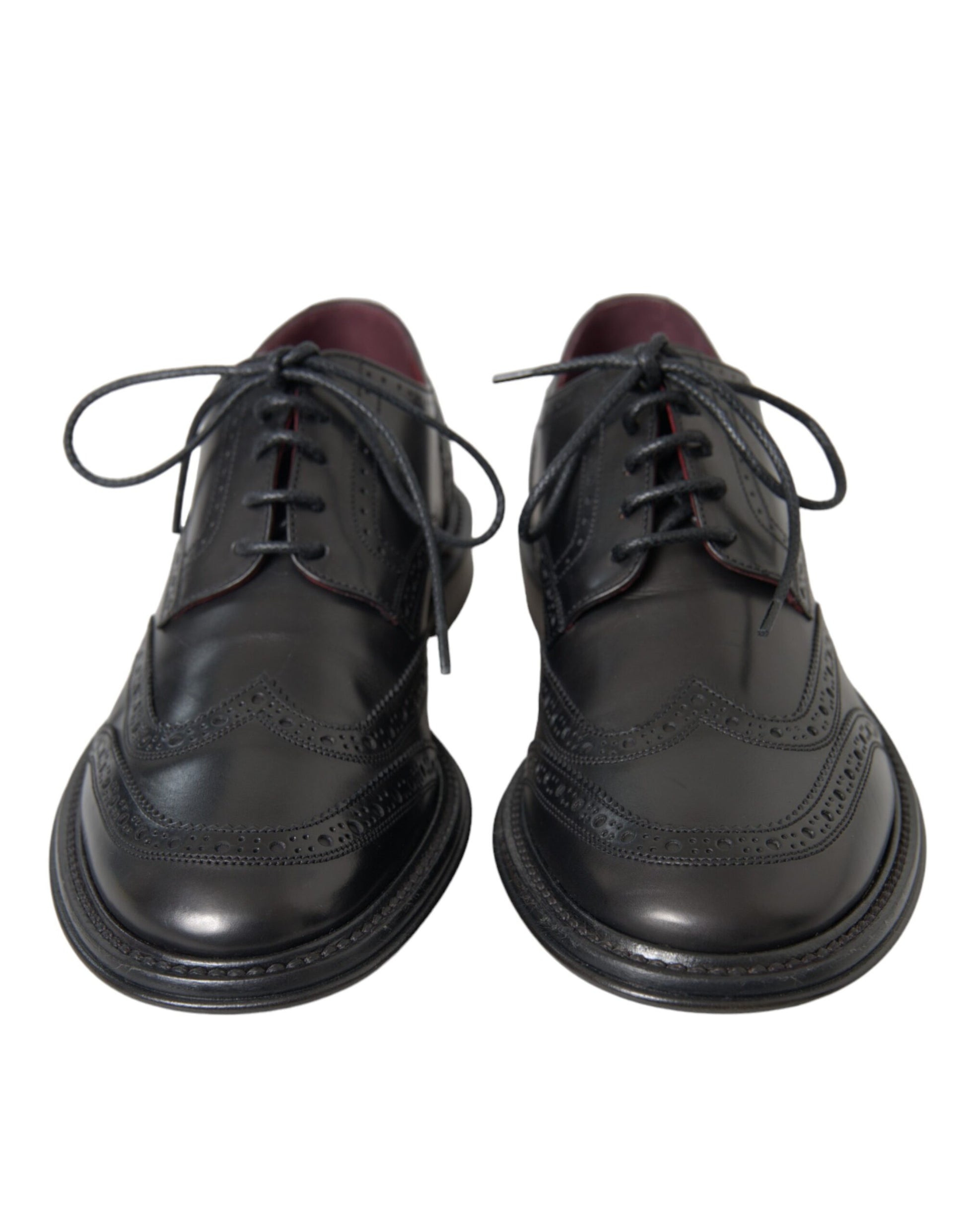 Zapatos formales Oxford de cuero negro con punta de ala para hombre