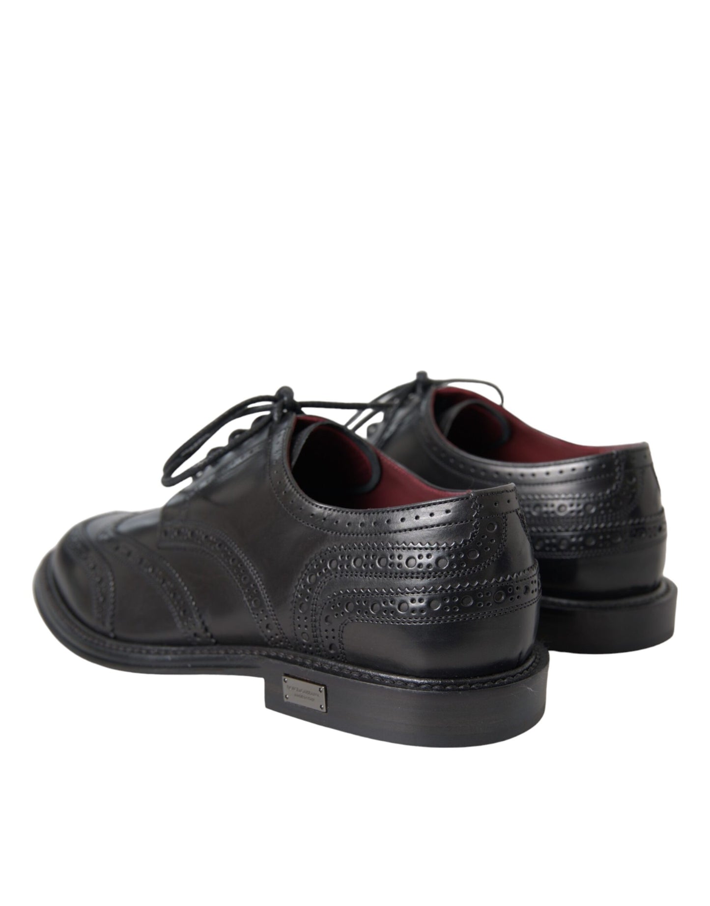 Zapatos formales Oxford de cuero negro con punta de ala para hombre