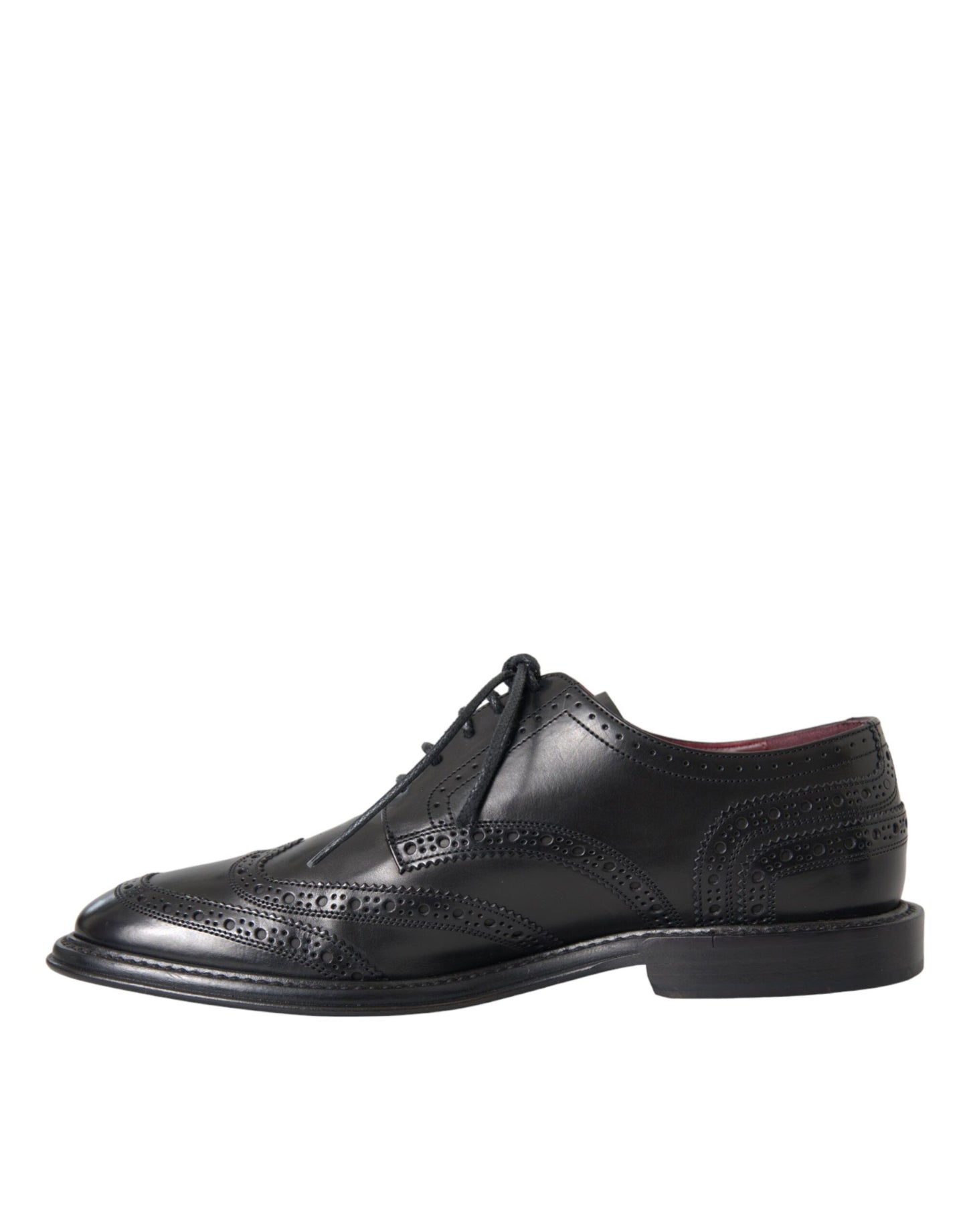 Zapatos formales Oxford de cuero negro con punta de ala para hombre