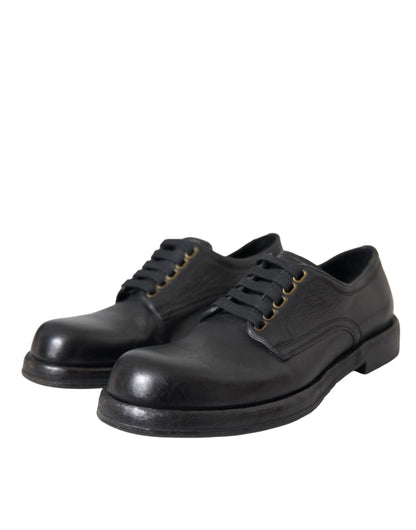 Zapatos de vestir Derby de cuero de caballo negro para hombre