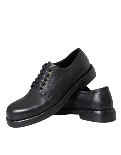 Zapatos de vestir Derby de cuero de caballo negro para hombre