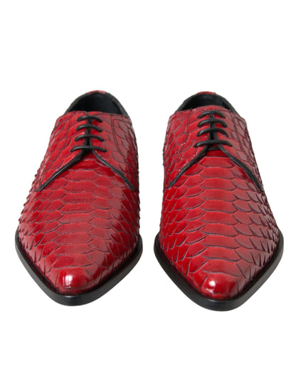 Zapatos formales Derby para hombre con textura roja y barniz