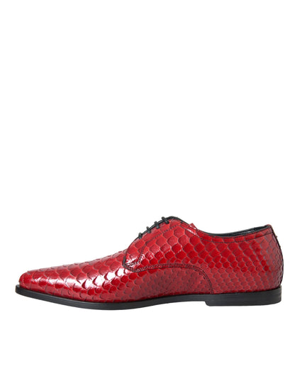 Zapatos formales Derby para hombre con textura roja y barniz