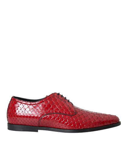 Zapatos formales Derby para hombre con textura roja y barniz