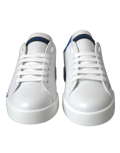 Zapatillas deportivas bajas con logo de cuero azul y blanco