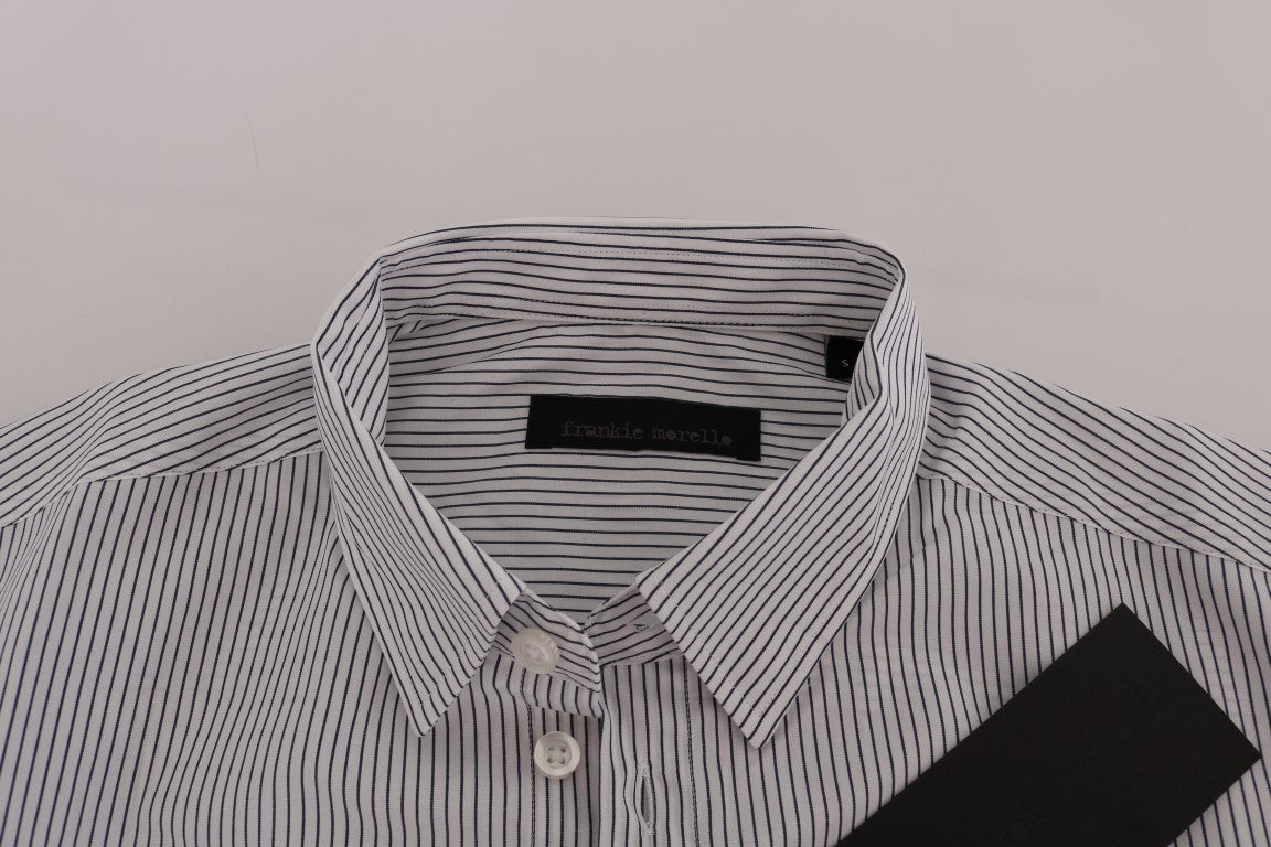 Camisa informal elegante de rayas blancas y azules