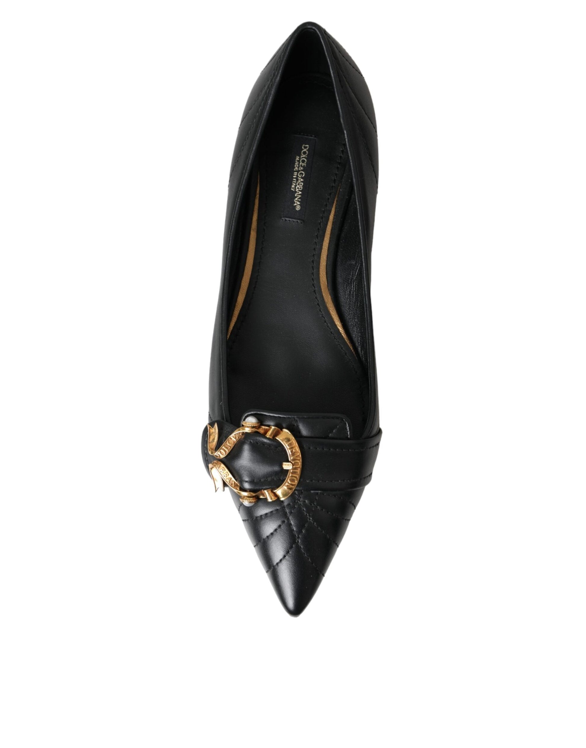 Black Devotion Leather Pointy Flats Shoes