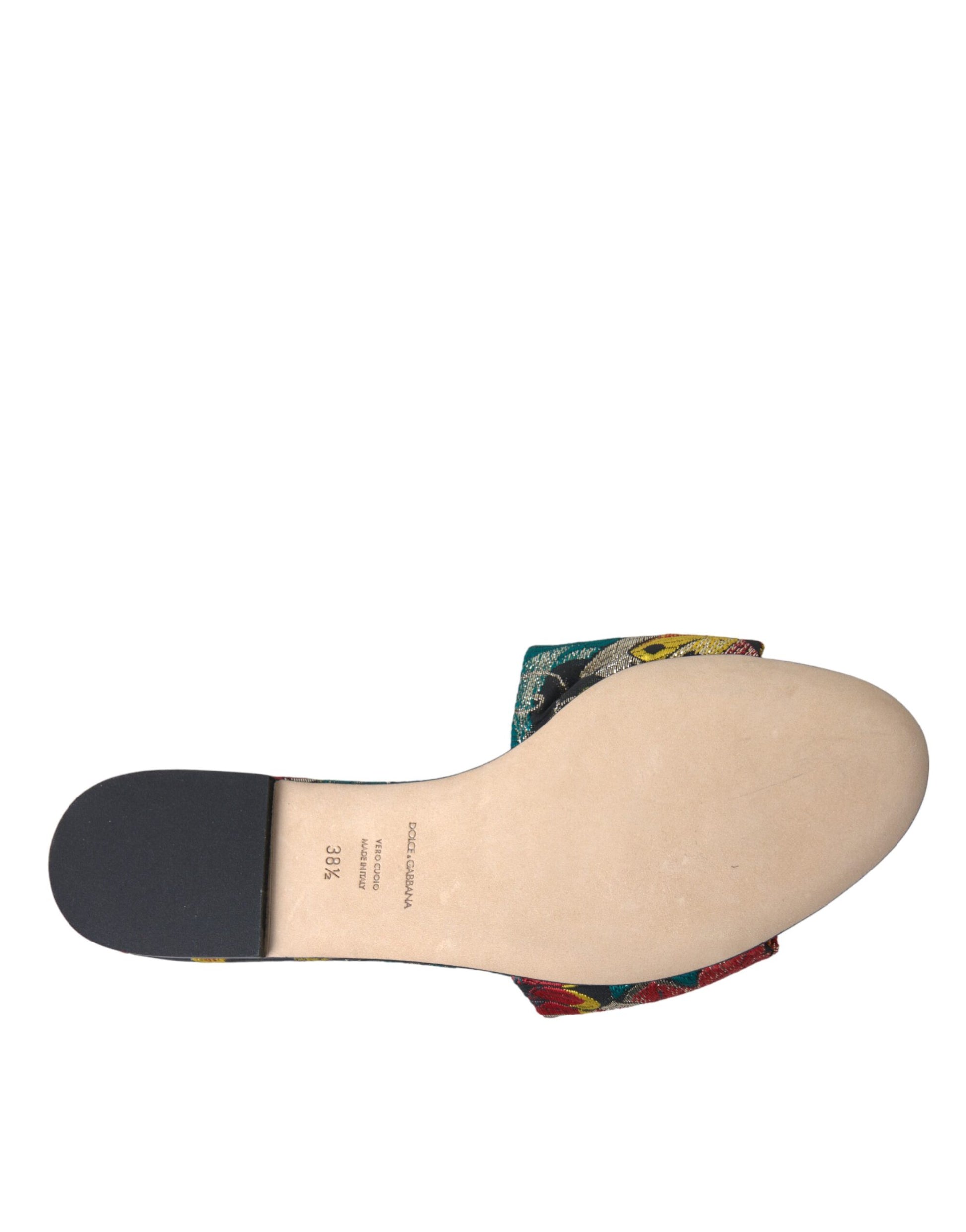 Sandalias planas con logo y brocado floral multicolor