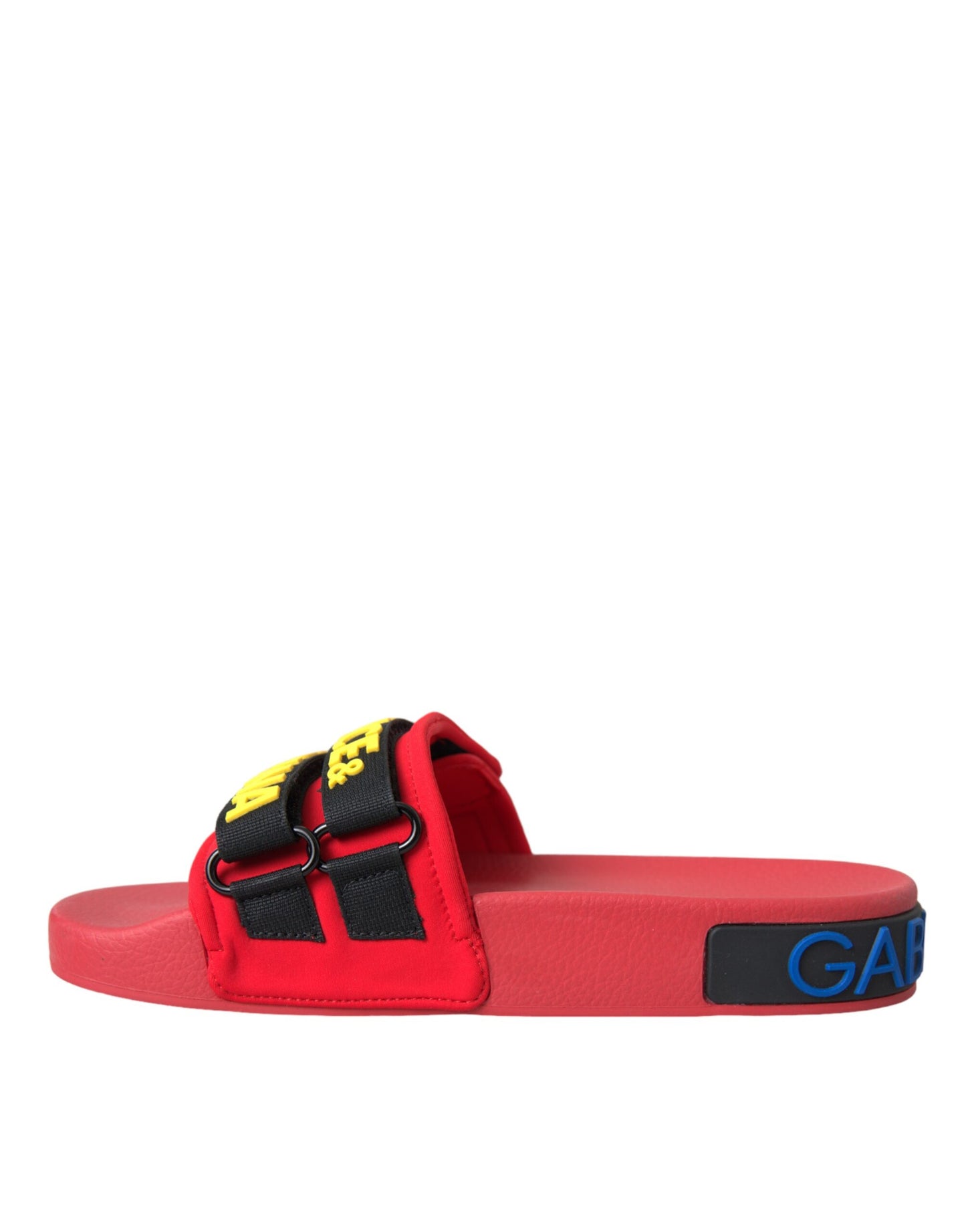 Red Black Logo Beachwear Flats Sandals Shoes