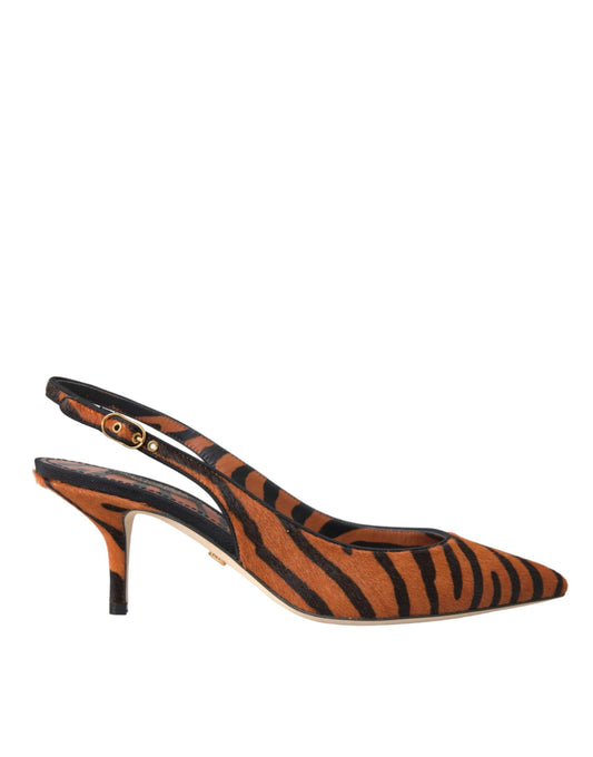 Zapatos de piel de cebra negro naranja