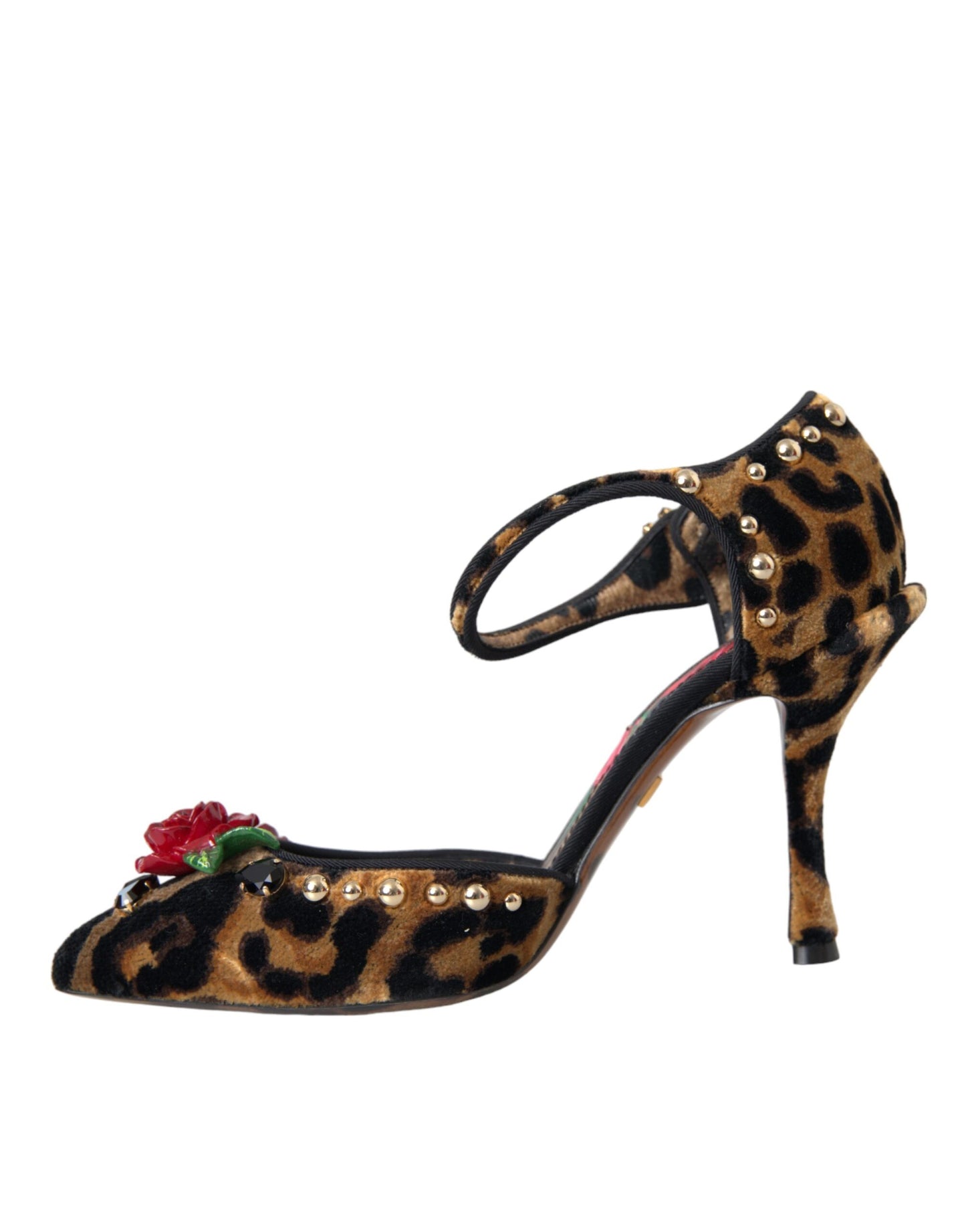 Zapatos Mary Jane con tacón de leopardo y cristales en marrón