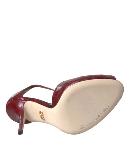 Dark Red Leather Gold Devotion Heart Sandals Shoes