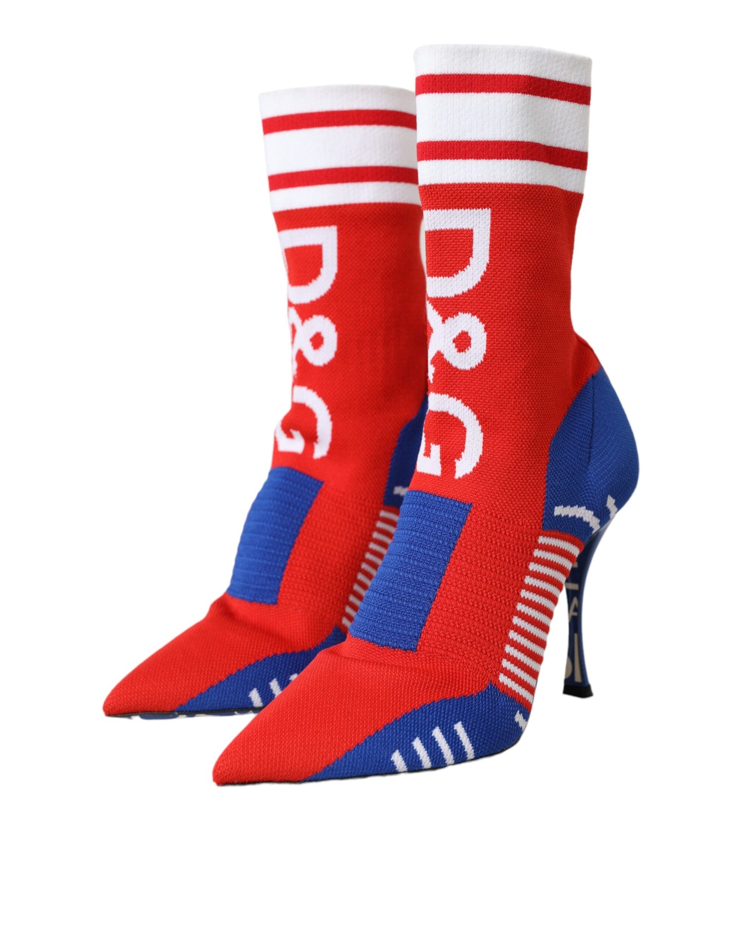 Botas de tobillo elásticas estilo calcetín con logotipo en rojo y azul