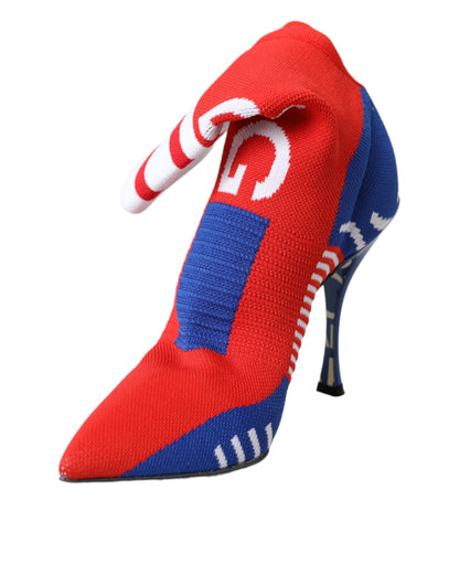 Botas de tobillo elásticas estilo calcetín con logotipo en rojo y azul