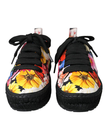 Multicolor Canvas Floral Espadrilles Sneakers Shoes