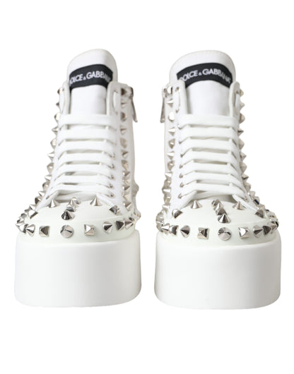 White Canvas Studded Sneakers Boots Shoes