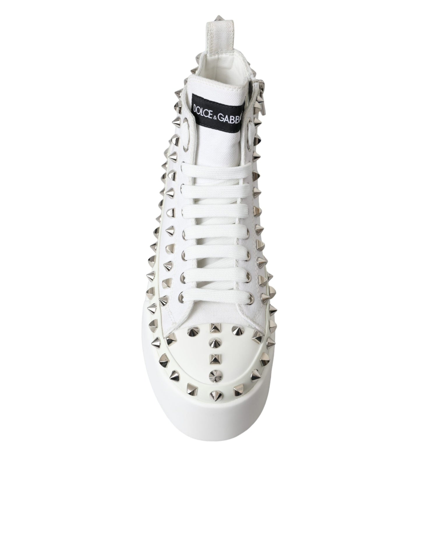 White Canvas Studded Sneakers Boots Shoes