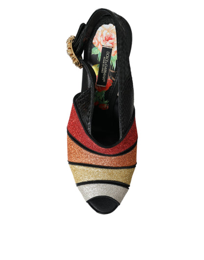 Sandalias de plataforma con cristales y flores multicolores