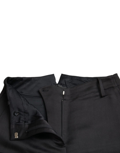 Black High Waist Capri Cropped Pants