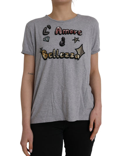 Camiseta gris de algodón L'Amore E'Bellezza Top