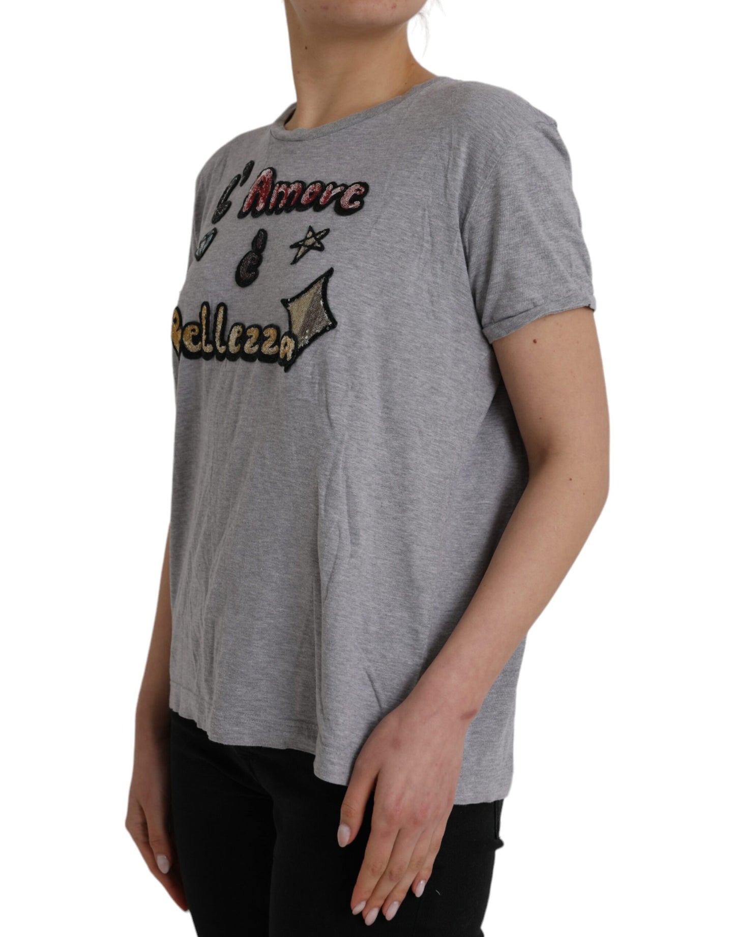 Camiseta gris de algodón L'Amore E'Bellezza Top