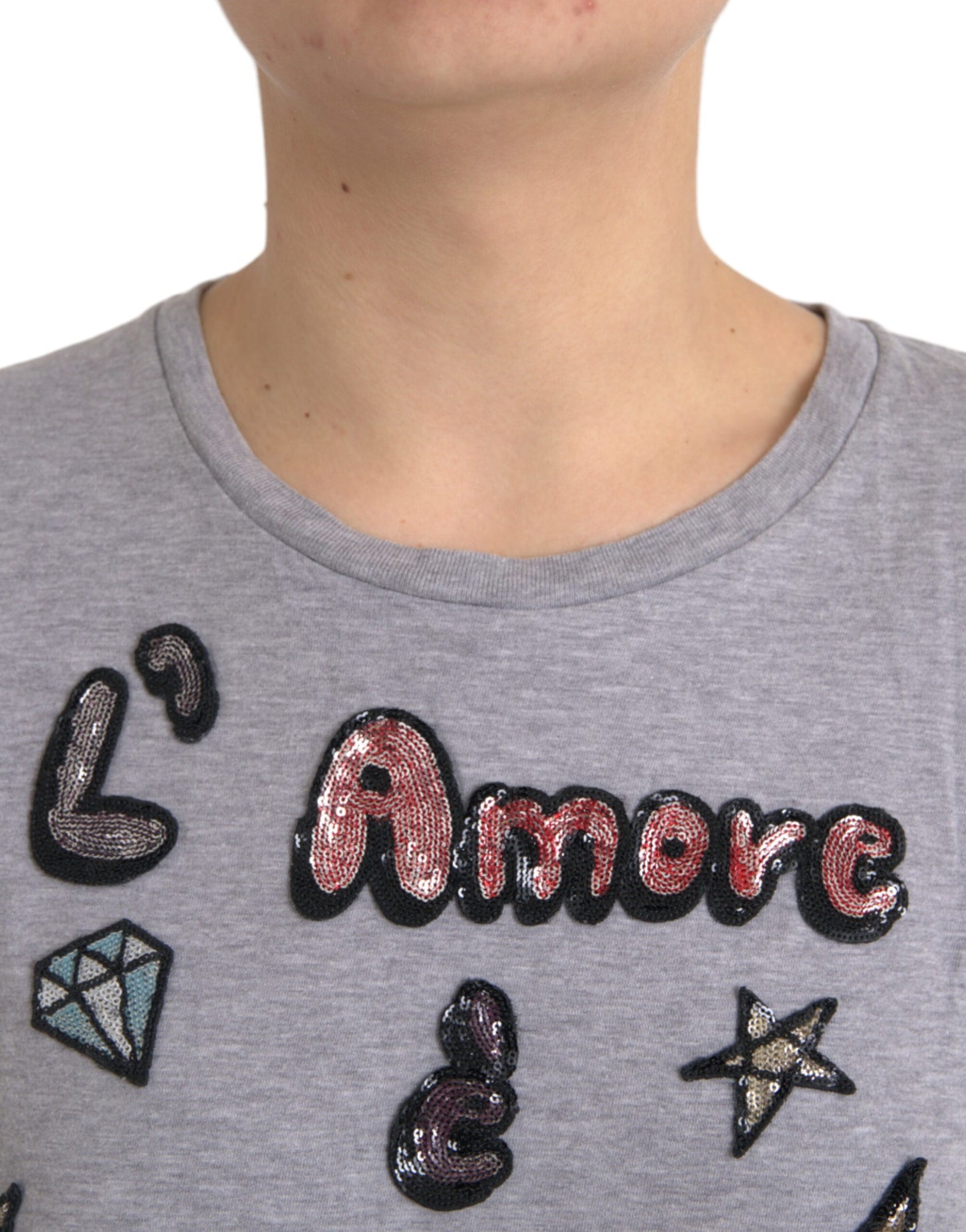 Camiseta gris de algodón L'Amore E'Bellezza Top