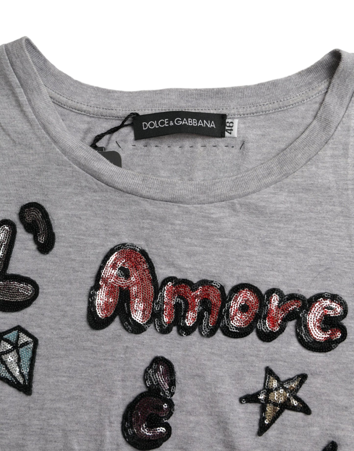 Camiseta gris de algodón L'Amore E'Bellezza Top