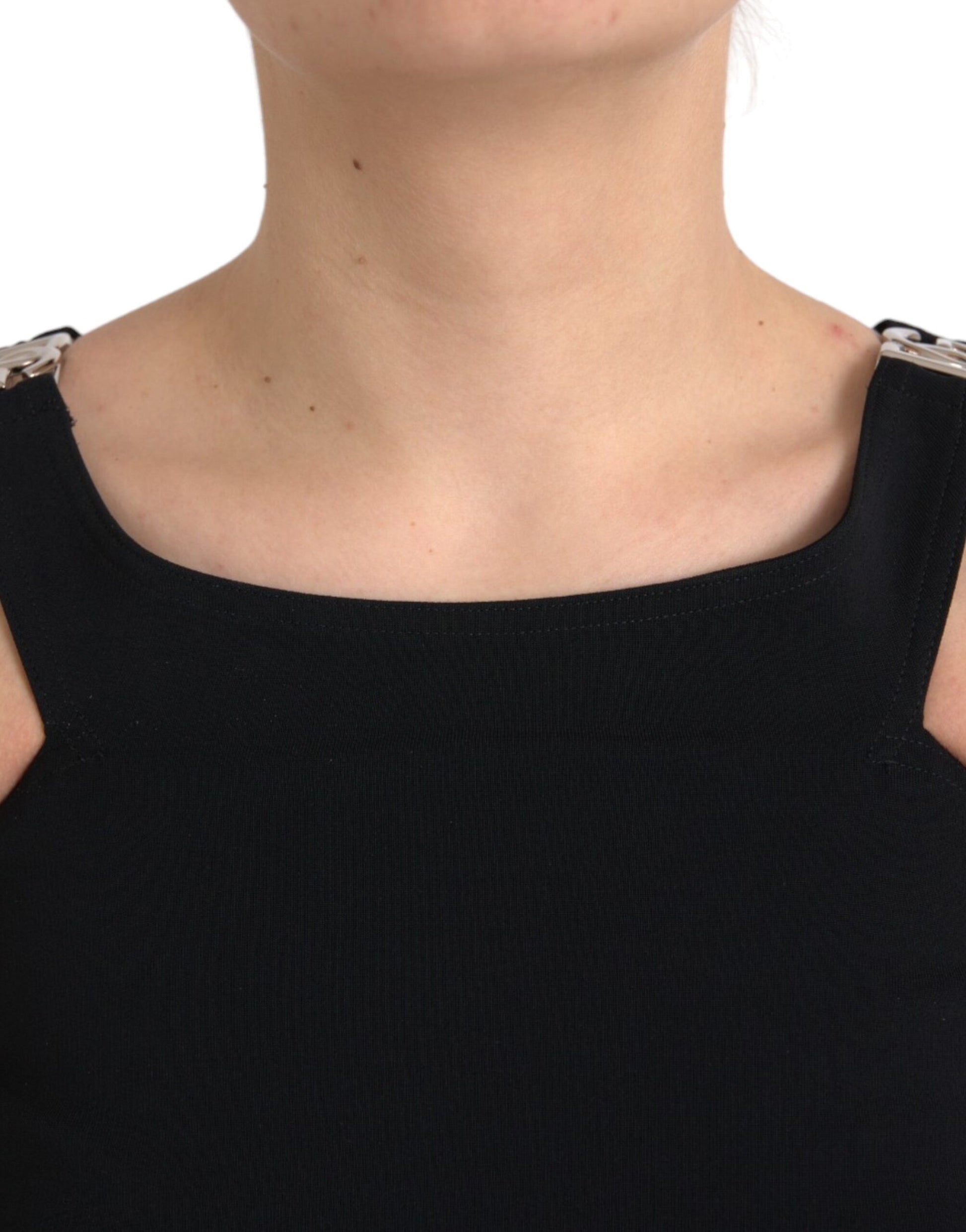 Black Sleeveless Round Neck Cropped Tank Top