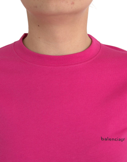 Camiseta de manga corta con cuello redondo de algodón rosa