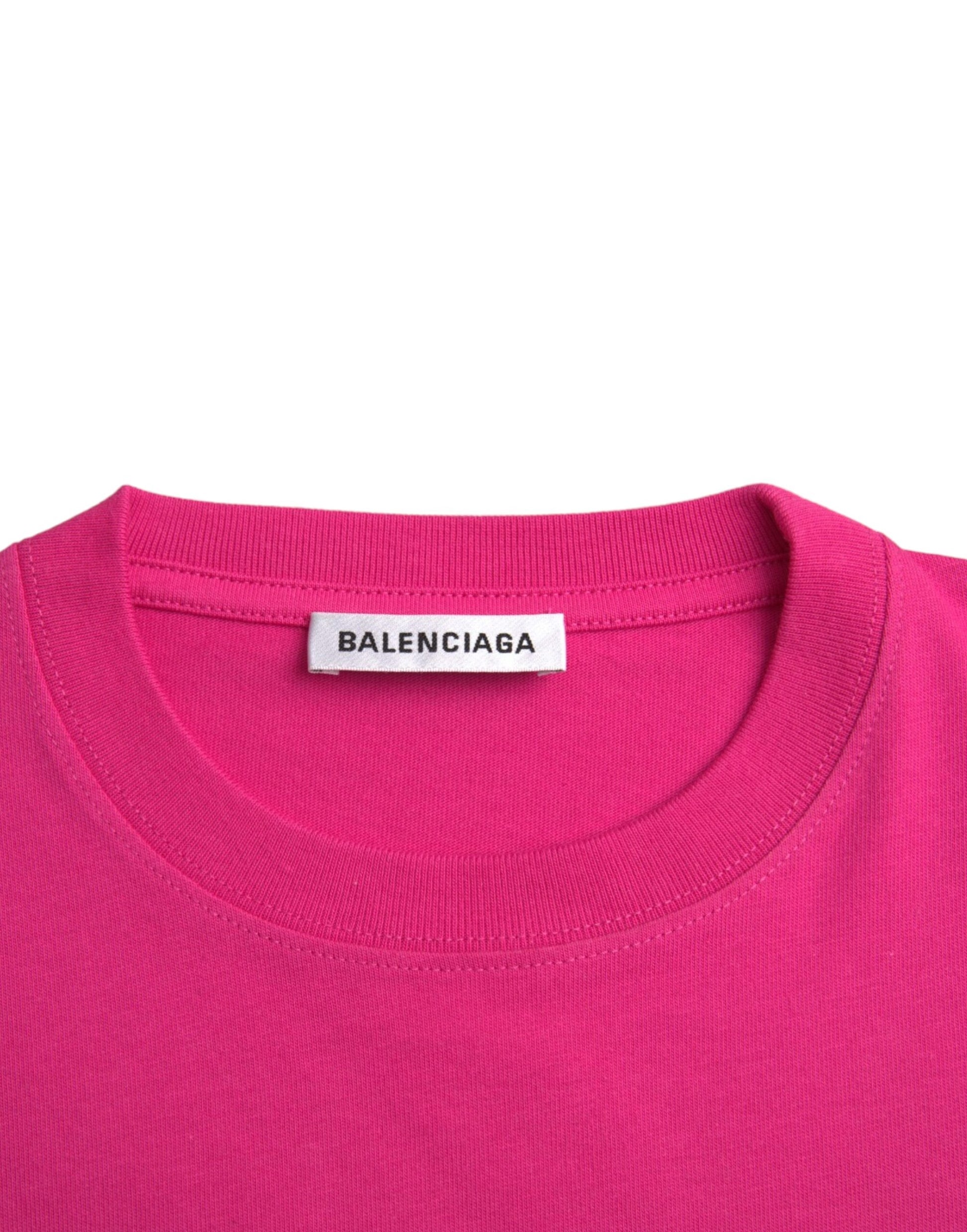 Camiseta de manga corta con cuello redondo de algodón rosa