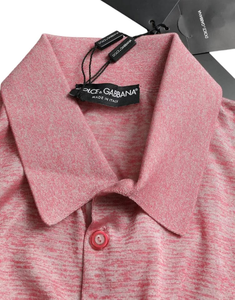 Suéter de poliéster rosa con cuello para hombre