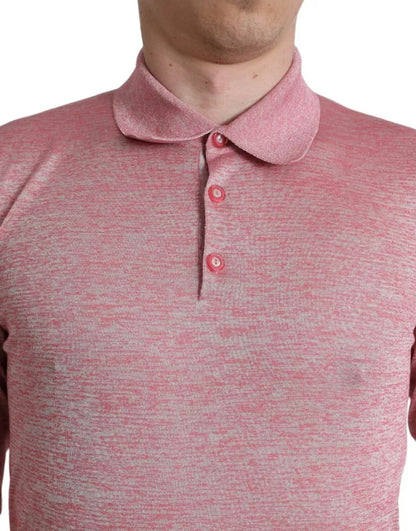 Suéter de poliéster rosa con cuello para hombre