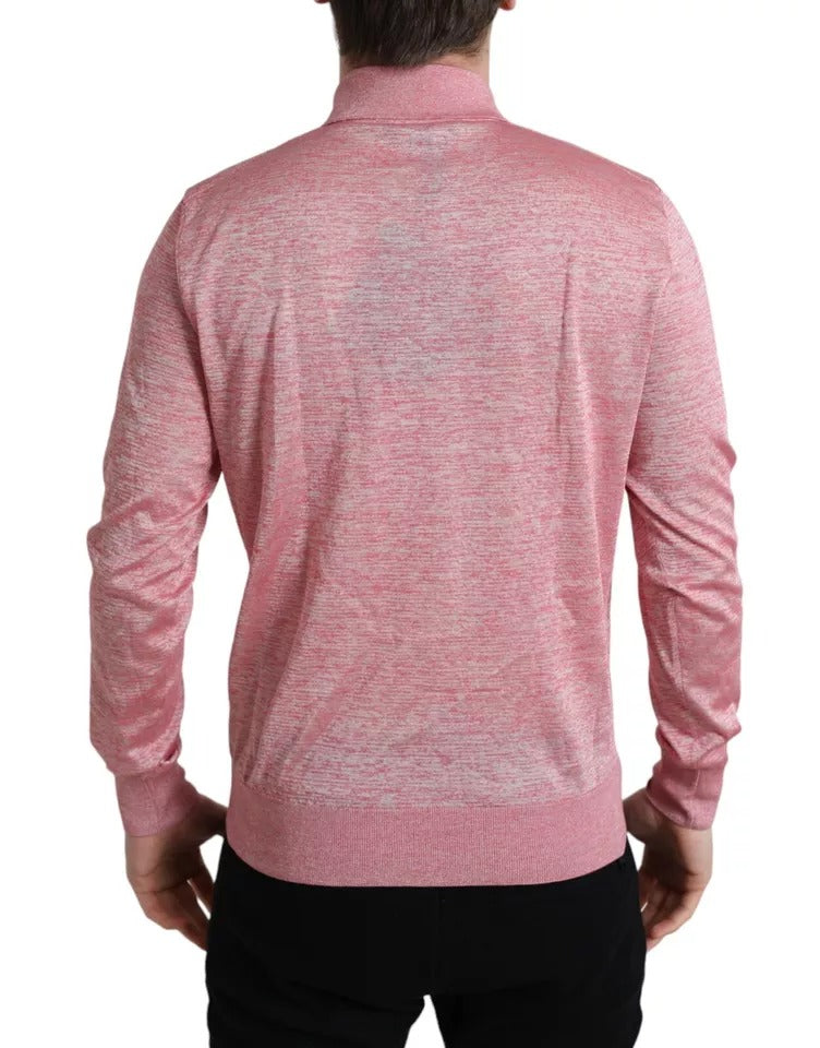 Suéter de poliéster rosa con cuello para hombre