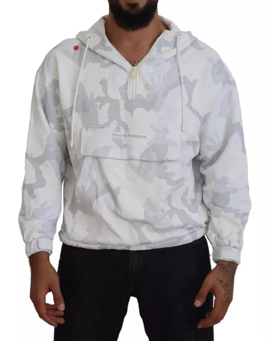 Sudadera con capucha y estampado de camuflaje blanco