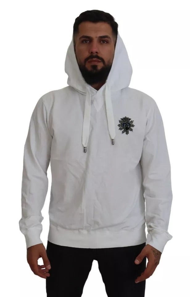 White Cotton Hooded Sweatshirt Sweater