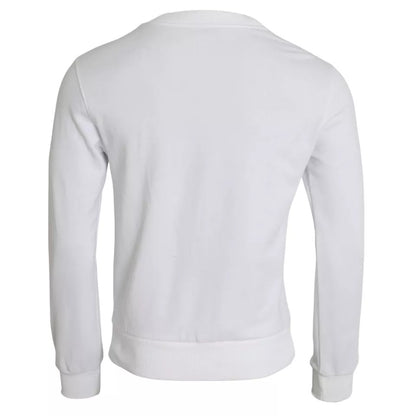 Suéter tipo sudadera de algodón blanco con logotipo