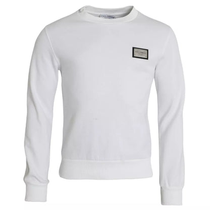 Suéter tipo sudadera de algodón blanco con logotipo