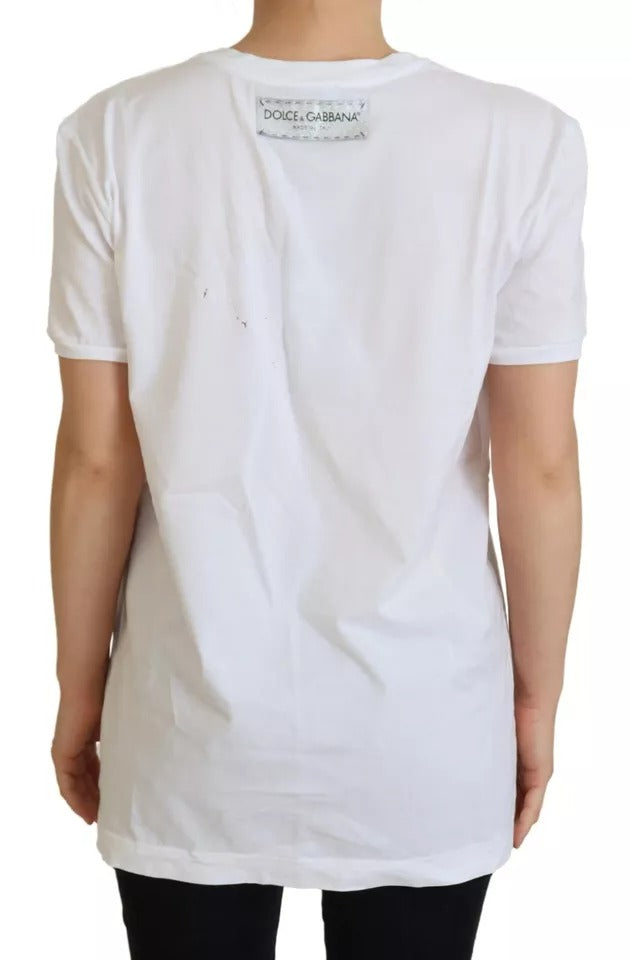 Camiseta de manga corta estampada blanca