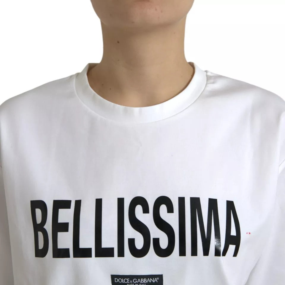 White Bellissima Cotton Crew Neck T-shirt