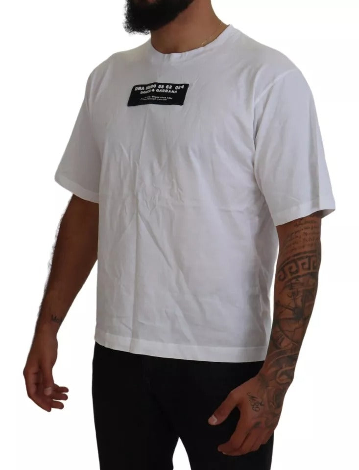 Camiseta informal de algodón blanca con apliques DG para hombre