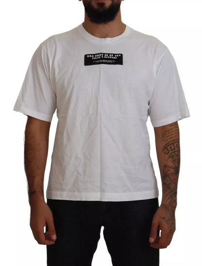 Camiseta informal de algodón blanca con apliques DG para hombre